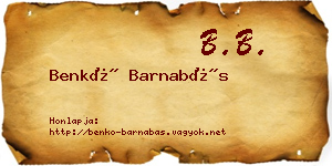 Benkő Barnabás névjegykártya