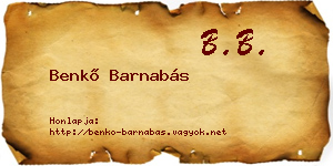 Benkő Barnabás névjegykártya